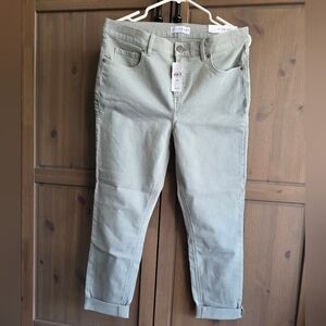 Women's LOFT Light Gray Green Skinny Crop Jeans Size 8 /29
